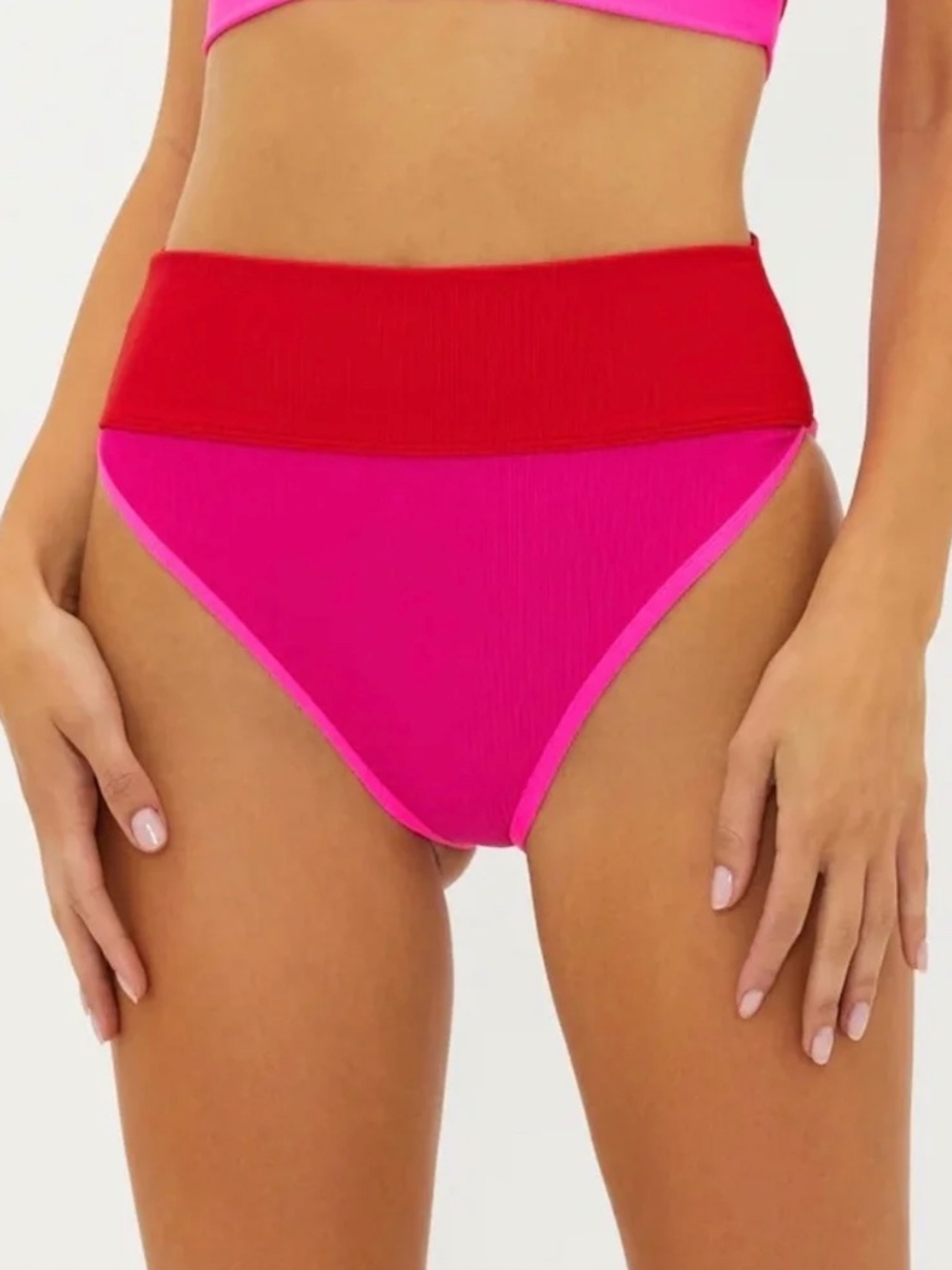 Beach Riot Emmy Bikini Bottom Fuchsia Red Neon Size S $98 - Picture 1 of 8